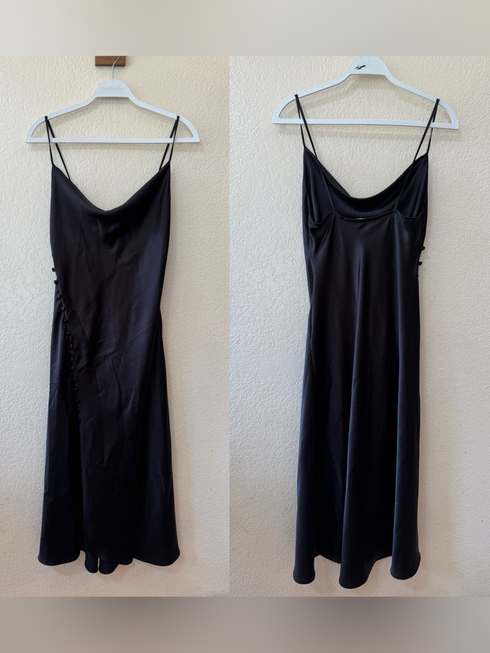 Zara Black Satin Midi Slip Dress